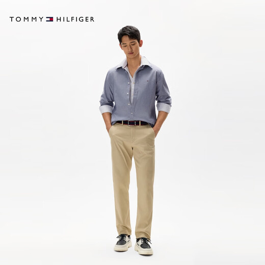 Tommy Hilfiger autumn and winter men's lightweight Oxford textile casual commuting plaid Asian version long-sleeved shirt shirt jacket solid color Oxford textile dark gray DW5 2XL (recommended 180-200Jin Jin equals 0.5 kg)