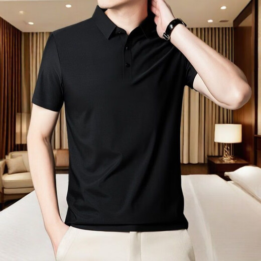 
TTPMER Summer Men's Stretch Ice Silk POLO Shirt Short Sleeve T-shirt T-shirt T-shirt T-shirt T-shirt T-shirt T-shirt 12358 Black + 12358 Medium Gray M Recommended 80-105Jin [Jin equals 0.5 kg]