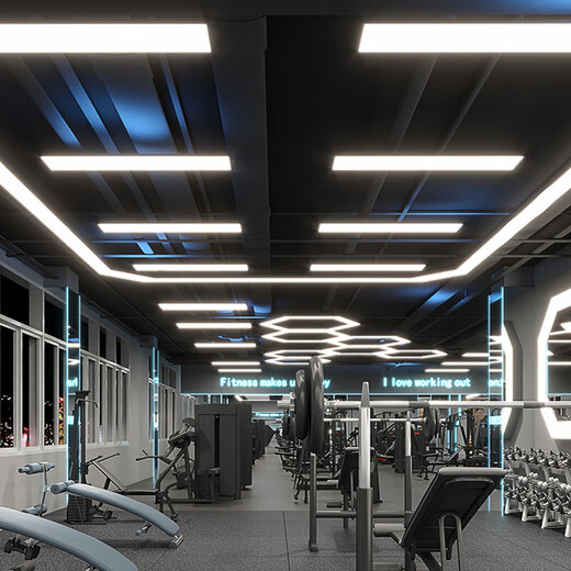 Deng Ling Office Chandelier LED Strip Light Shopping Mall Supermarket Office Building Flat Ceiling Live Room Light Black Frame Right Angle 120*20cm 48W White Light 10 Pack