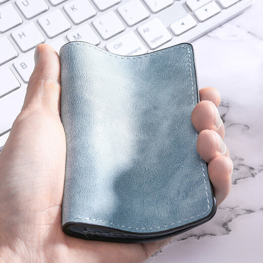 Huaji Kartenbeutel ID -Beutel für Männer Multifunktionaler Führerschein Lederhülle kleiner Brieftaschen -Identitätskartenschutz Banken Bankkarte Aufbewahrungstasche Hellblau