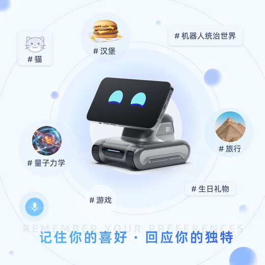 LOOROBOT LOOI MOBILE Robot Deepseek Big Model Chinois et English Voice Dialogue Visual Reconntion Magsafe Wireless Charge Smart Desktop Companionhip [Space Black]