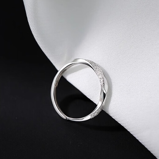 Mondele Fashion Ring Möbius Ring S999 Silver Light Luxury Index Finger Ring Open Ring Niche Design Ring 999 Silver Möbius Ring Nail Sand Style