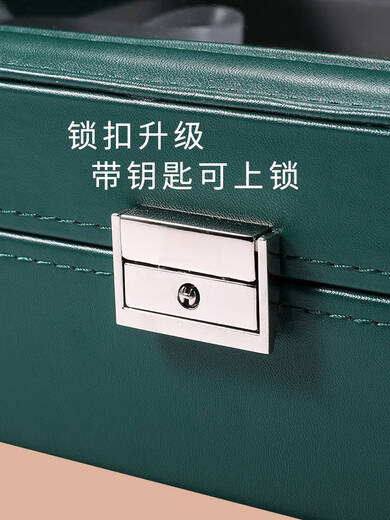 山头林村多层大容量眼镜收纳盒PU皮带天窗眼镜展示盒太阳镜墨镜收藏盒子 新款8位长毛绒眼镜盒绿色可上锁