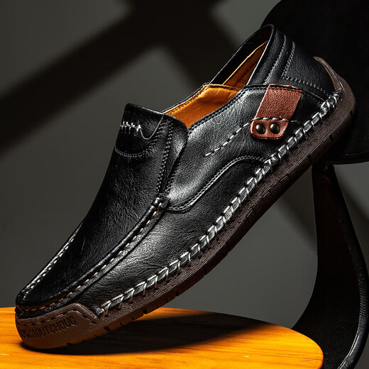 Gy Jinlilai zapatos para hombres cosidas a mano para hombres con zapatos casuales al aire libre con un pie plano de cuero plano mocasines de gran tamaño 9916 marrón oscuro 39