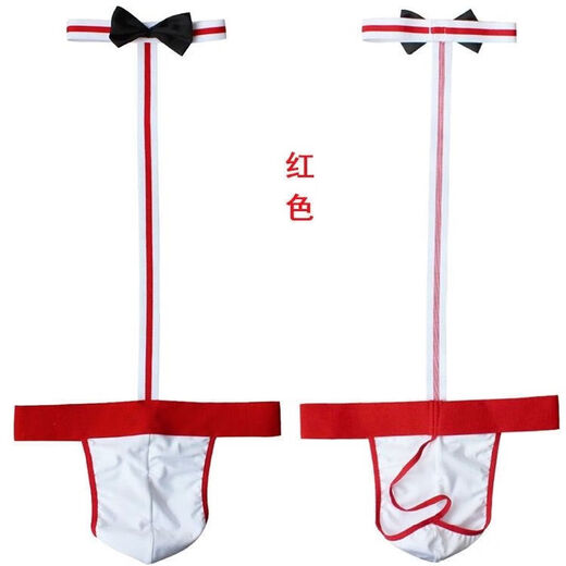 Sexy underwear male servant jumpsuit thong men sex underwear sexy waiter and macho man red one size