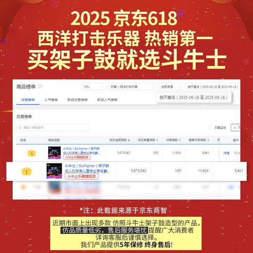 斗牛士（Bullfighter）烤漆演奏家架子鼓成人儿童专业爵士鼓演出打击乐器 木红色5鼓4镲(烤漆款）