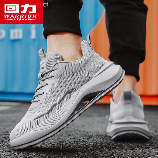 Warrior summer men's shoes mesh breathable sports dad shoes men's soft sole casual running shoes L847C gray 44