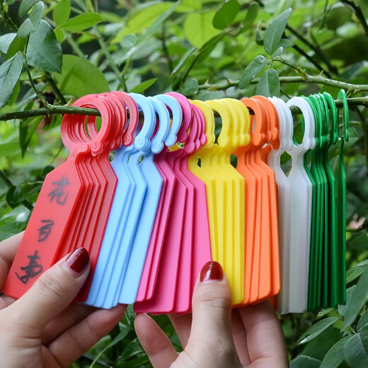 Gardening label insert tag waterproof ring buckle plant listing identification card plastic thickened succulent small label tool 20 white hanging labels