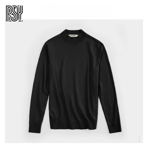 
BG GLAMURB light luxury brand men's sweater half turtleneck black pullover base shirt autumn and winter inner round neck sweater black 8885 L