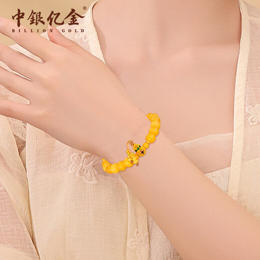 BOC Billion Gold Beeswax Gold Bracelet Pure Gold Enamel Gourd Bracelet Birthday and Valentine's Day Gift for Girlfriend Gold Weight 4.3 Grams