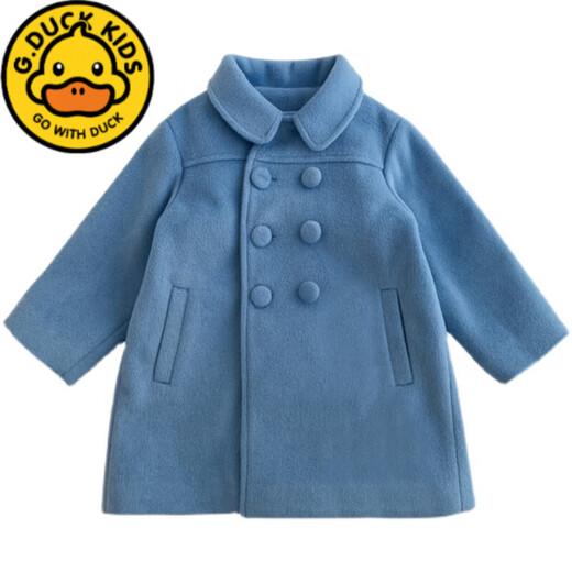 
G.DUCKKIDS children's fashionable woolen coat 2023 autumn and winter new Korean version of girls' cotton thickened double-breasted woolen coat trendy beige 130cm suitable for 120-130cm age 7-8 years old