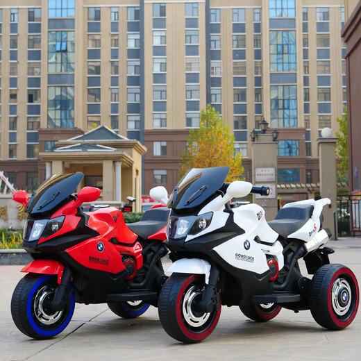 Children's electric motorcycle 2-8 years old children's toy car can sit on the baby's charging remote control stroller gift white dual drive + large battery + Bluetooth + remote control + leather seat