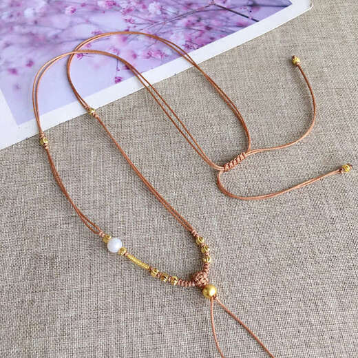 Micro-gifted gold pendant rope Buddha brand gold lock braided rope sand gold lock bag pendant lanyard jade high-end jade safe lock braided rope light brown single rope