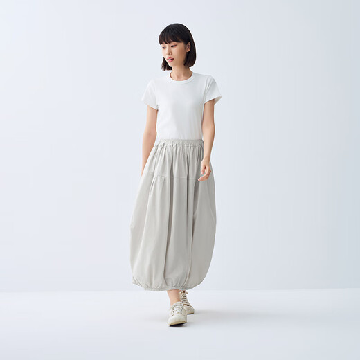 MUJI IDEE Women's Plain Lantern Skirt Long Skirt Women's Skirt Women's 25 Summer Style GA53CC5S Light Gray One Size
