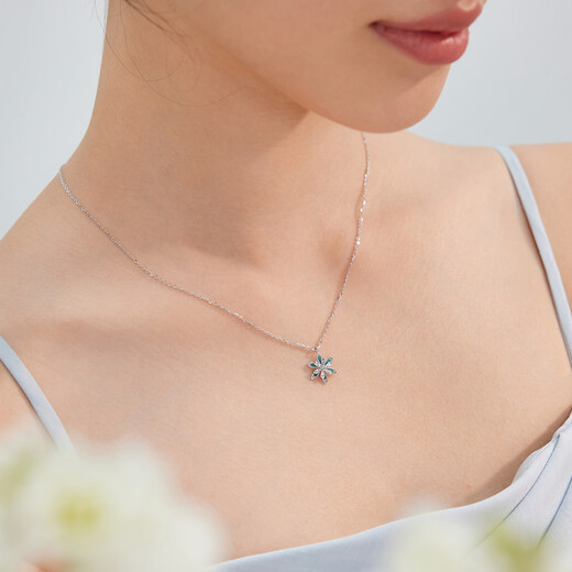 Lukfook Jewelry platinum 950 snowflake gilt platinum necklace set with extension chain as a gift. Price L19TBPN0005 3.63 grams (including labor cost 628 yuan)