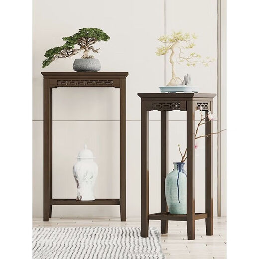 Flower rack simple indoor solid wood flower pot rack living room Chinese antique floor-standing spider rack flower several balcony flower stand 50-high small carved antique flower table