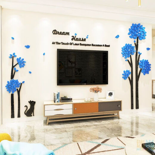 
Creative dandelion TV background wall sticker living room wall decoration bedroom room layout 3d three-dimensional sticker self-adhesive 3294B sky blue extra large