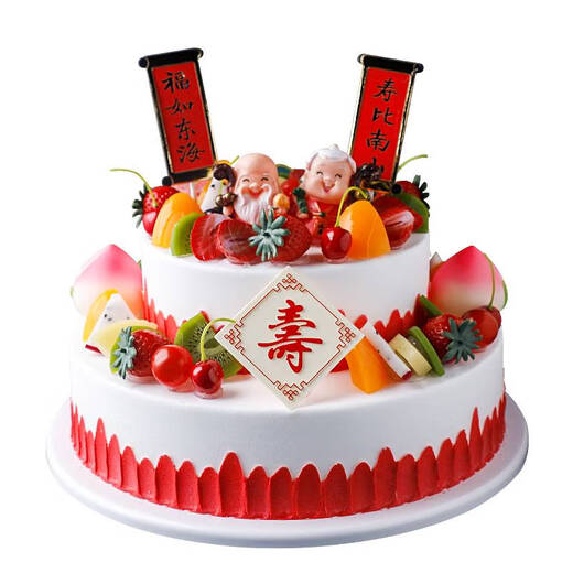 语森忆双层祝寿老人生日模型仿真2025新款网红塑胶假样品 t4884 14+10寸