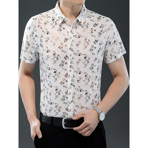 PDG Yageol 25 Summer New Men's Short à manches à manches glaciaire Silk mince Shirt Trend Fashion Trend Casual Dad 9898 Gold M 165