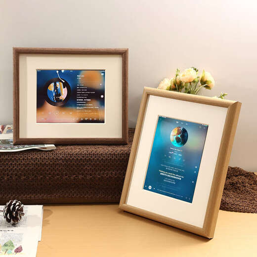 Budi iPad modifizierte elektronische Uhr, Massivholz, Fotorahmen, Fotoalbum, altes Tablet, Mobiltelefon, modifiziert mit Ständer, Tisch, Fotorahmen, Bilderrahmen 2030, Sandelholzfarbe, Massivholz, 2 mm Karton, iPad 24