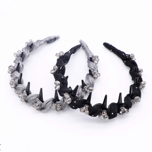 2025 new crystal light luxury fluffy temperament toothed comb non-slip design headband hair accessories headband 1 black hot diamond and beaded headband