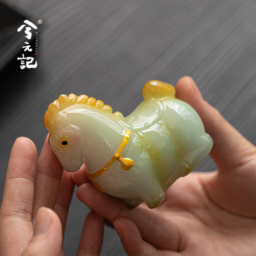 Xiyuanji Color Changing Tea Pet Horse Tea Table Desktop Ornaments Fine Tea Congcha Playing Kung Fu Tea Set Ornaments Tang Feng Yue Ma (Jade Model)