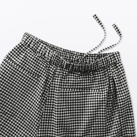 Muji (Muji) Hilo de burbujas de mujeres Pantalones recortados de peso ligero para mujeres nuevos pantalones de pierna ancha suelta para mujeres Black revisadas L (165/70a)