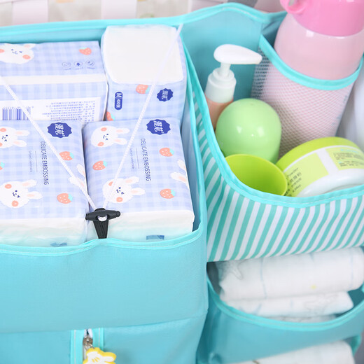 Jingmengyuan crib storage bag hanging bag bedside diaper storage bedside storage bag diaper bag multifunctional storage rack sky blue