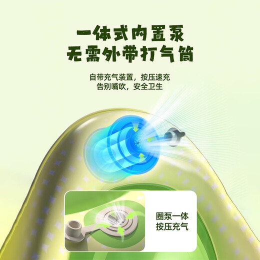 
REXL children's surfboard water swimming inflatable floating artifact toys sea water play floating board thickened floating bed swimming ring Yuanhang green [press inflatable, no air pump]