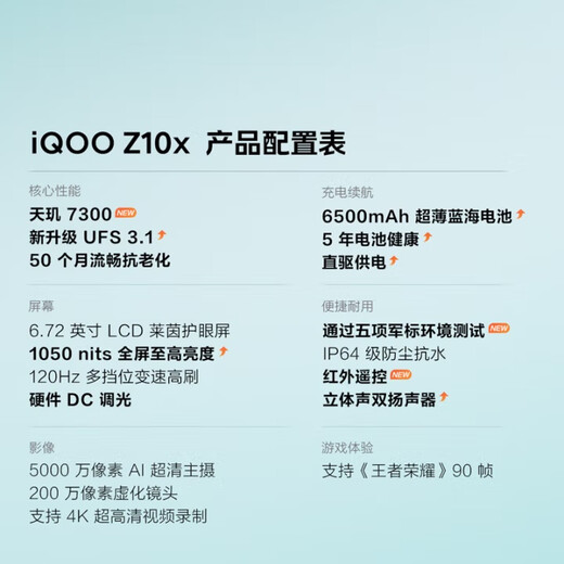 VivoiQOO Z10x brand new and unactivated 6500mAh ultra-thin blue ocean battery Dimensity 7300 eye protection LCD screen student e-sports gaming phone star dome black 8GB+256G official standard configuration