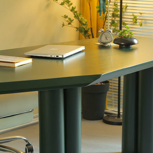 Haoyikaijia simple modern solid wood computer light luxury minimalist style special-shaped designer office boss workbench size 130*80*75 (elegant black)