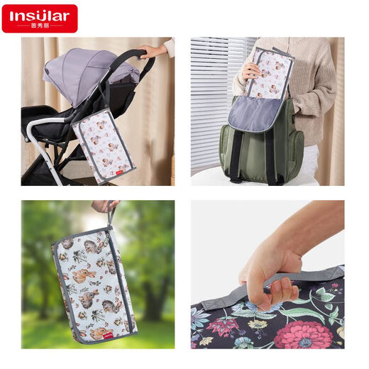 Insular Portable Water Baby Changing Pad Diaper Bag Multifunctional Baby Changing Table Maternal and Infant Diaper Supplies Christmas Rabbit One Size