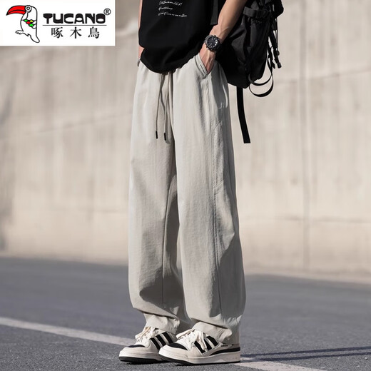 Pantalon occasionnel pic pour hommes 2025 Tendance d'été Pantalon de soie de glace pour hommes pour hommes adolescents drapage polyvalent pantalon haut de gamme pour hommes 6636 kaki xl recommandés 130-150jin [Jin est égal à 0,5 kg]