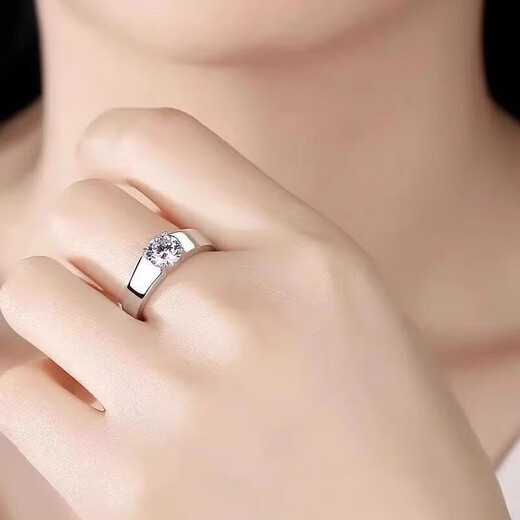 Pt950 platinum D color moissanite color diamond ring for men one carat personality domineering trendy temperament men's ring gift classic men's model 1 carat - light luxury model default open model (size can be adjusted)