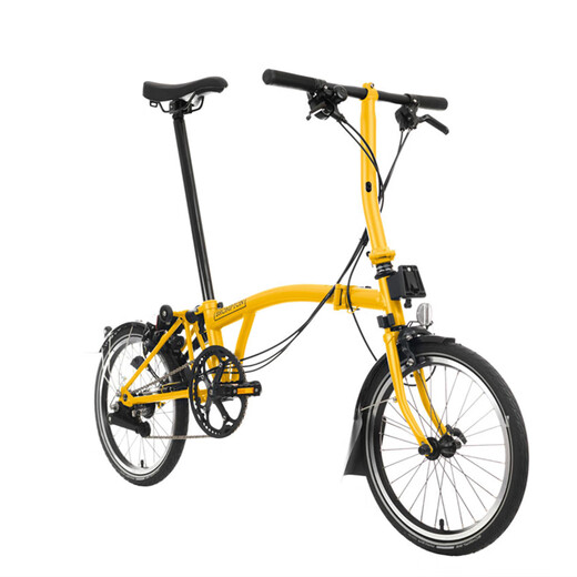 BROMPTON Xiaobu Bicycle C Line 25 new ultra-light and portable 6-speed commuting leisure variable speed folding bicycle men's and women's bicycle Bumblebee Yellow 16 inches low handlebar