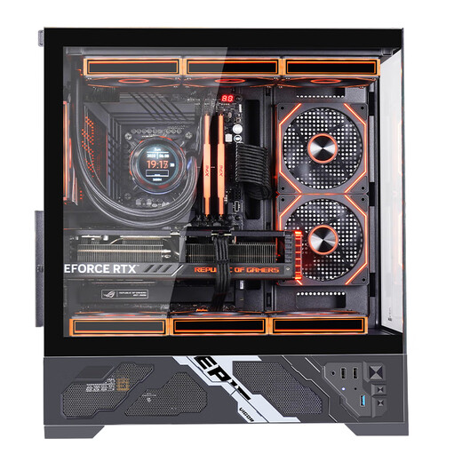 玩嘉千禧AXT 数显版 黑色 游戏电脑台式机箱 支持360水冷 ATX主板 数字显示屏 270°海景房