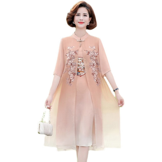 Jupe de l'âge moyen Dengsentu 40 à 50 ans Jupe Cheongsam pour une mère d'été robe de vêtements d'été en mousseline de mousseline xl recommandée 115 Jin [Jin est égal à 0,5 kg]