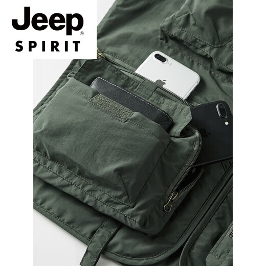
JEEP SPIRIT high-end brand vest men's summer thin workwear multi-pocket outdoor photography vest tactical outdoor wear fishing horse clip gray M
