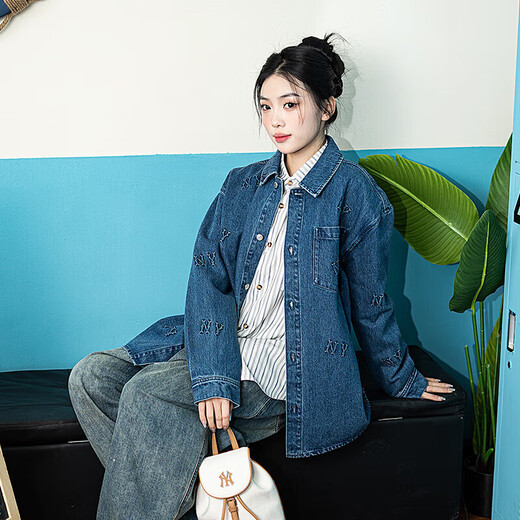 Meijia (MLB) Männer und Frauenelbe Denimjacke 2025 Neue Sportswear Fashion Ins Jacke Top Langarm Shirt 3Adrm0841-50ins xs