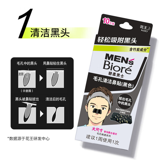Biore Pore Cleansing Nose Strips, Tear-off Blackhead Adsorption, T-Zone Care and Cleansing for Men and Women, Bamboo Charcoal for Men, 2 Boxes of Black Nose Strips