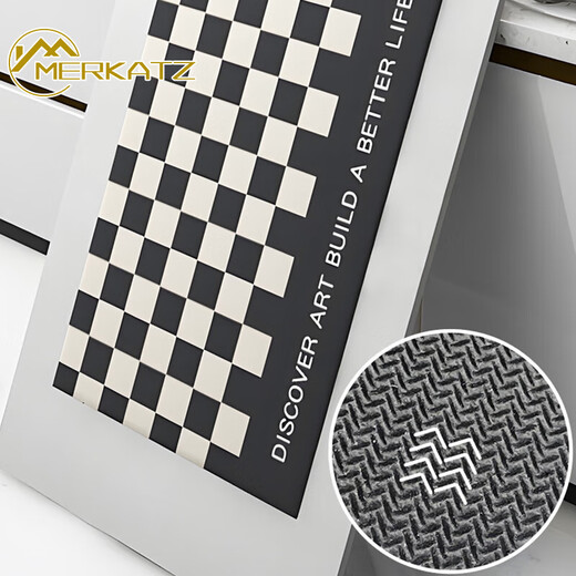 Merkatz Kitchen Floor Mat Absorción de agua, no deslizamiento, a prueba de aceite, sin lavado, tope de pie limpio LLA en forma de L en forma de liso Hyundai 13886 50cm*80cm+50cm*120cm (set)