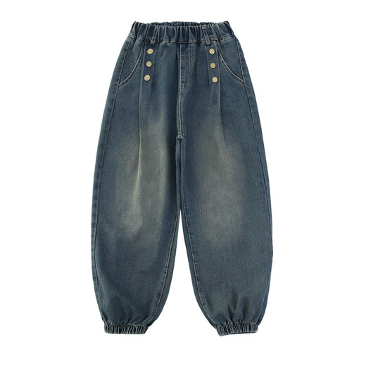 Burwilde international brand girls' pants 2025 new spring and autumn fashion versatile children's loose Korean style spring bundle blue spring and autumn (gift box) 170 cm