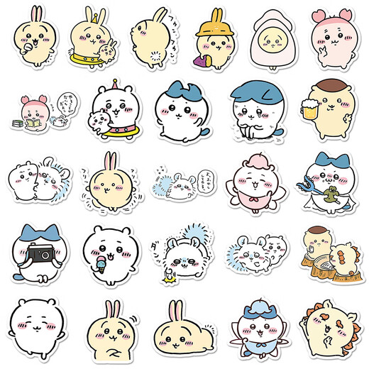 101 Chiikawa-Aufkleber dekorative kleine Muster Jiikawa Xiaoba niedliche Cartoon-Koffer-Aufkleber wasserdichte Dekoration kann unabhängige Schnitt-Schnitt-Druck-Drucken Chiikawa-1079+1319h (101 Aufkleber) sein (101 Aufkleber)