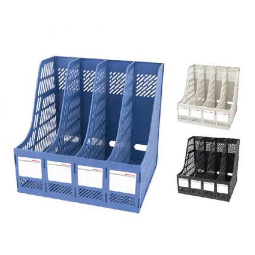 Deli 9848 four column file frame office information rack file column 4 link file basket file rack blue 325*262*313mm