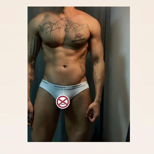 霏慕男士内裤性感私密情L趣低腰提臀丁字裤一根线青年个性·gay攻舒适 白色+宝蓝+麻灰 S 【100-120斤】