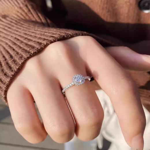 I Do platinum PT950 diamond ring for women 1 carat classic square package cultivated diamond proposal engagement wedding ring for girlfriend classic square package 1 carat diamond size 13