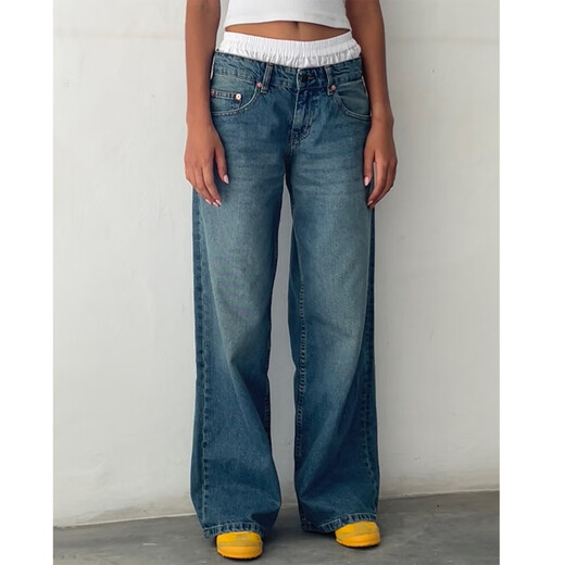 Lee Kids American Retro Low Raise non élastique lavage droit de lavage droit pour les femmes Pantalons féminins de la rue à l'automne