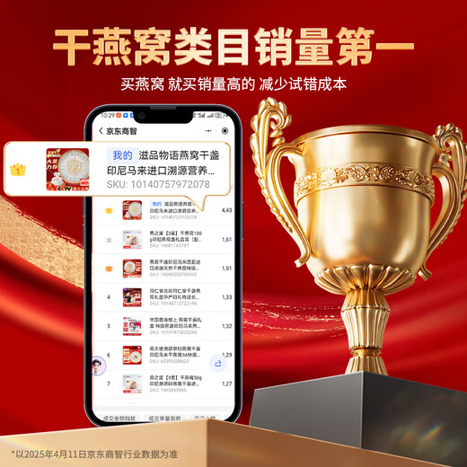 滋品物语燕窝干盏印尼马来进口溯源营养补品燕窝孕妇产后滋补节日礼品盒 【升级盏】9A金标50g疏盏