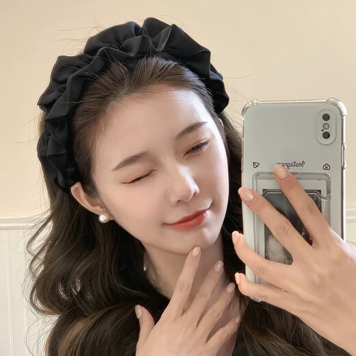 Chimera (CHIMERA) French retro pressed hair hoop high cranium pleated satin face small headband outer hair accessories girl birthday gift