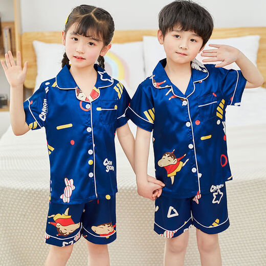 雷姆汀夏天短袖儿童睡衣冰丝薄款夏季男童小女孩宝宝卡通家居服套装 679#男童 170 14码建议身高125-135cm